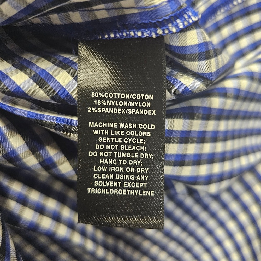 Lafayette 148 New York Blue Gingham Check 3/4 Sleeve Button-up Shirt Large - Picture 8 of 9